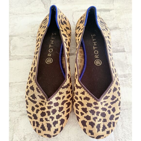 Rothys The Flat Animal Print Shoes Round Toe Eco Friendly Knit Comfort Sz 11 - Picture 5 of 8